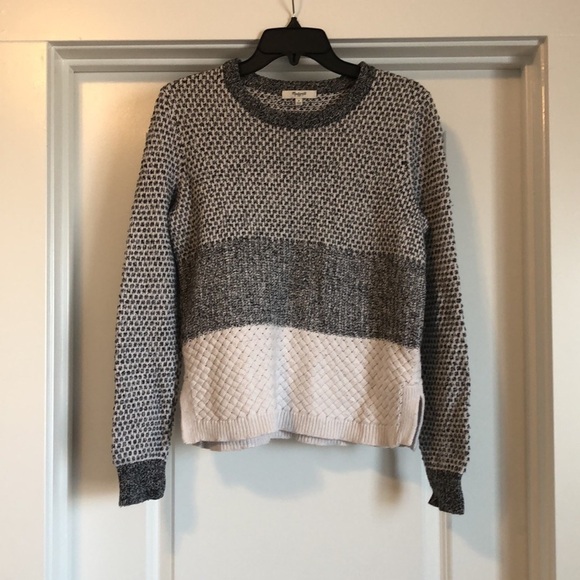 Madewell Womens Checkpoint Crewneck Sweater Sz S Black White Color Block Stripe - Picture 2 of 9